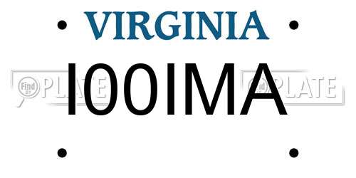 I00IMA Virginia License Plate