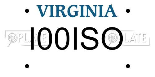 I00ISO Virginia License Plate