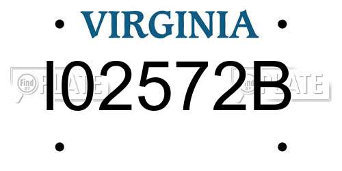 I02572B Virginia License Plate