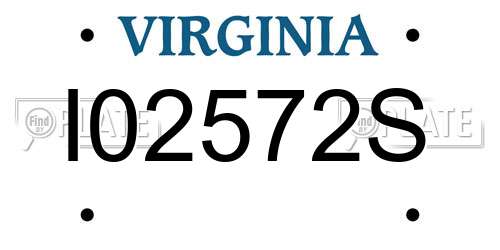 I02572S Virginia License Plate
