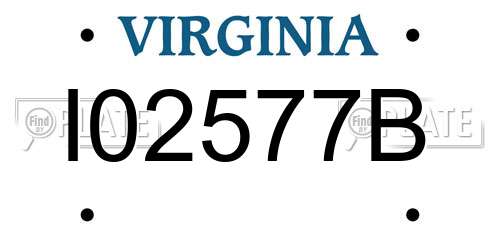I02577B Virginia License Plate