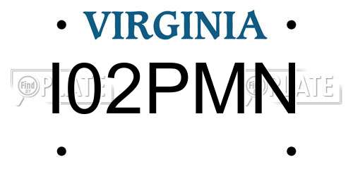 I02PMN Virginia License Plate