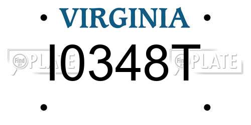 I0348T Virginia License Plate
