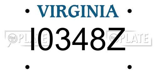 I0348Z Virginia License Plate