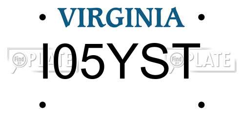 I05YST Virginia License Plate