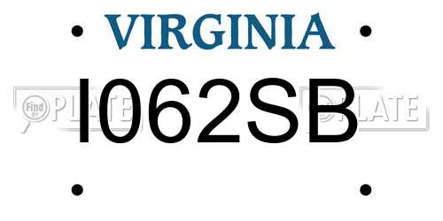 I062SB Virginia License Plate