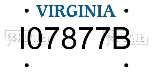 I07877B Virginia License Plate