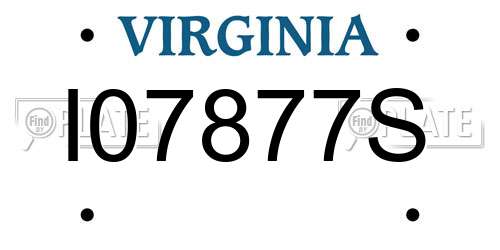 I07877S Virginia License Plate
