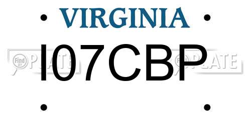 I07CBP Virginia License Plate