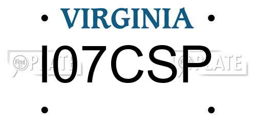 I07CSP Virginia License Plate