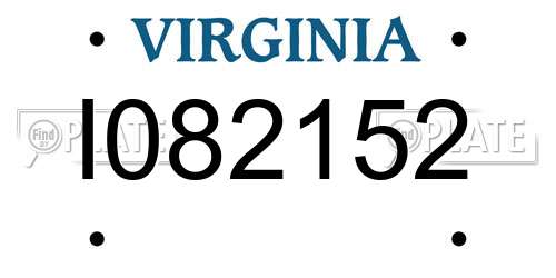 I082152 Virginia License Plate