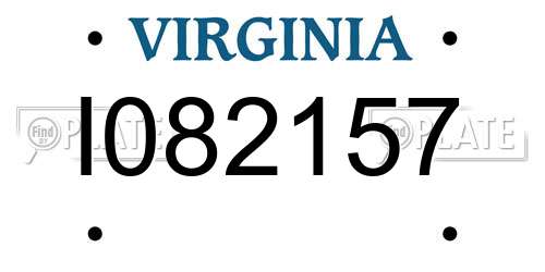 I082157 Virginia License Plate