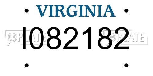 I082182 Virginia License Plate