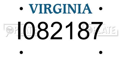 I082187 Virginia License Plate