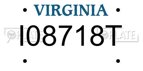 I08718T Virginia License Plate