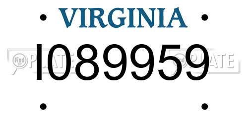 I089959 Virginia License Plate