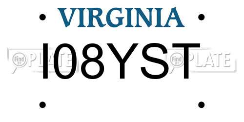 I08YST Virginia License Plate