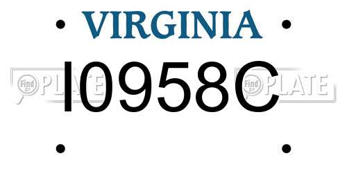 I0958C Virginia License Plate