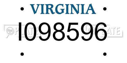 I098596 Virginia License Plate