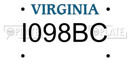 I098BC Virginia License Plate