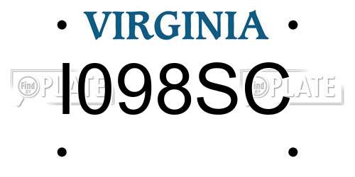 I098SC Virginia License Plate