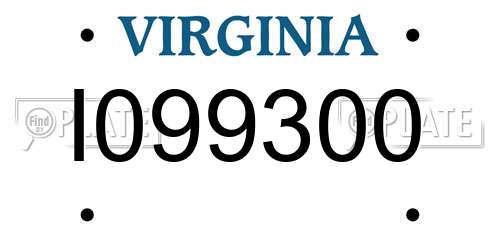I099300 Virginia License Plate