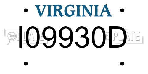 I09930D Virginia License Plate