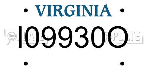 I09930O Virginia License Plate