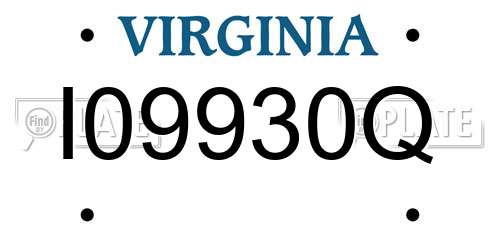 I09930Q Virginia License Plate