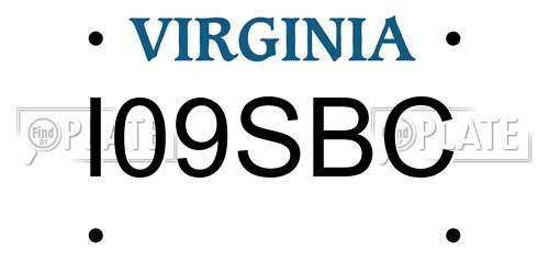 I09SBC Virginia License Plate