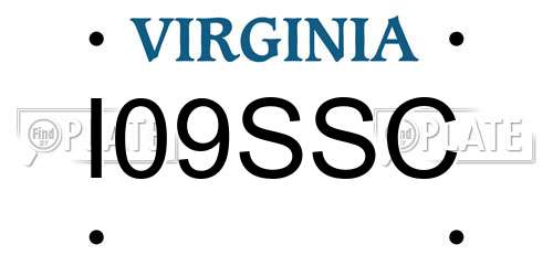 I09SSC Virginia License Plate