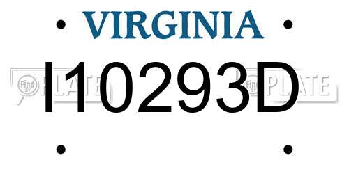 I10293D Virginia License Plate
