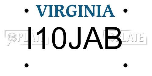 I10JAB Virginia License Plate