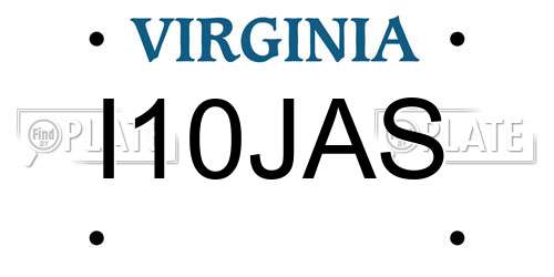 I10JAS Virginia License Plate