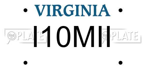 I10MII Virginia License Plate