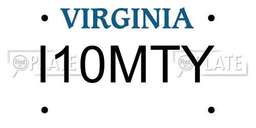I10MTY Virginia License Plate