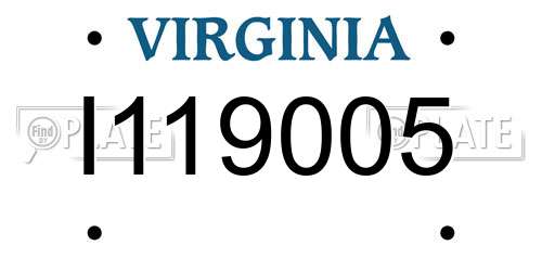 I119005 Virginia License Plate
