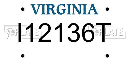 I12136T Virginia License Plate