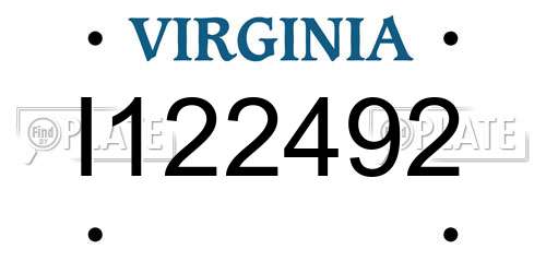 I122492 Virginia License Plate