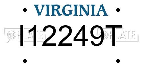 I12249T Virginia License Plate