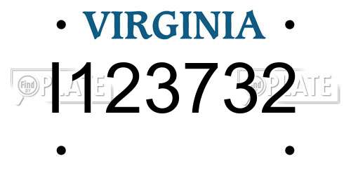 I123732 Virginia License Plate