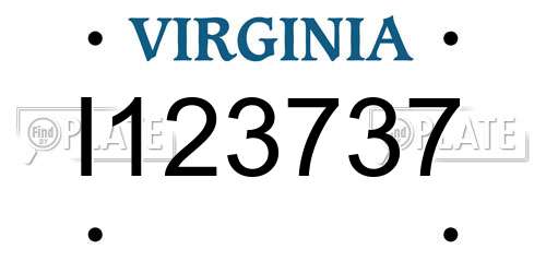 I123737 Virginia License Plate