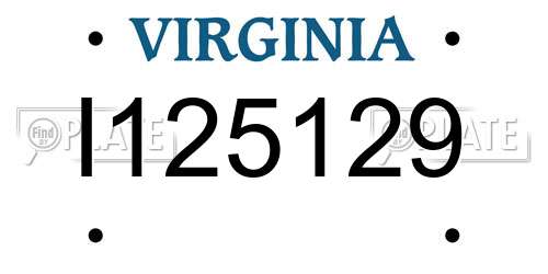 I125129 Virginia License Plate