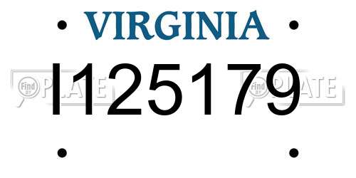 I125179 Virginia License Plate