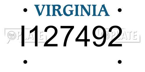 I127492 Virginia License Plate