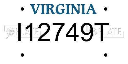 I12749T Virginia License Plate