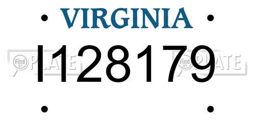 I128179 Virginia License Plate