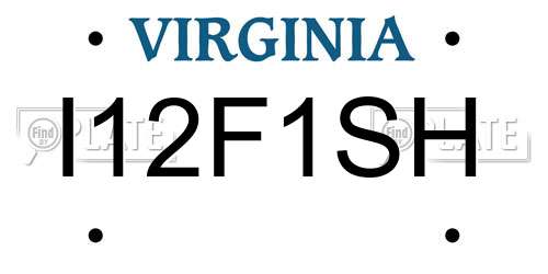 I12F1SH Virginia License Plate