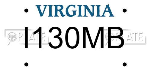 I130MB Virginia License Plate