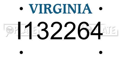 I132264 Virginia License Plate